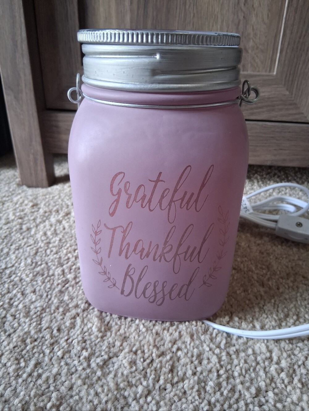 Scentsy Pink/Purple Mason Jar Electric Wax Warmer Glass Mason Jar
